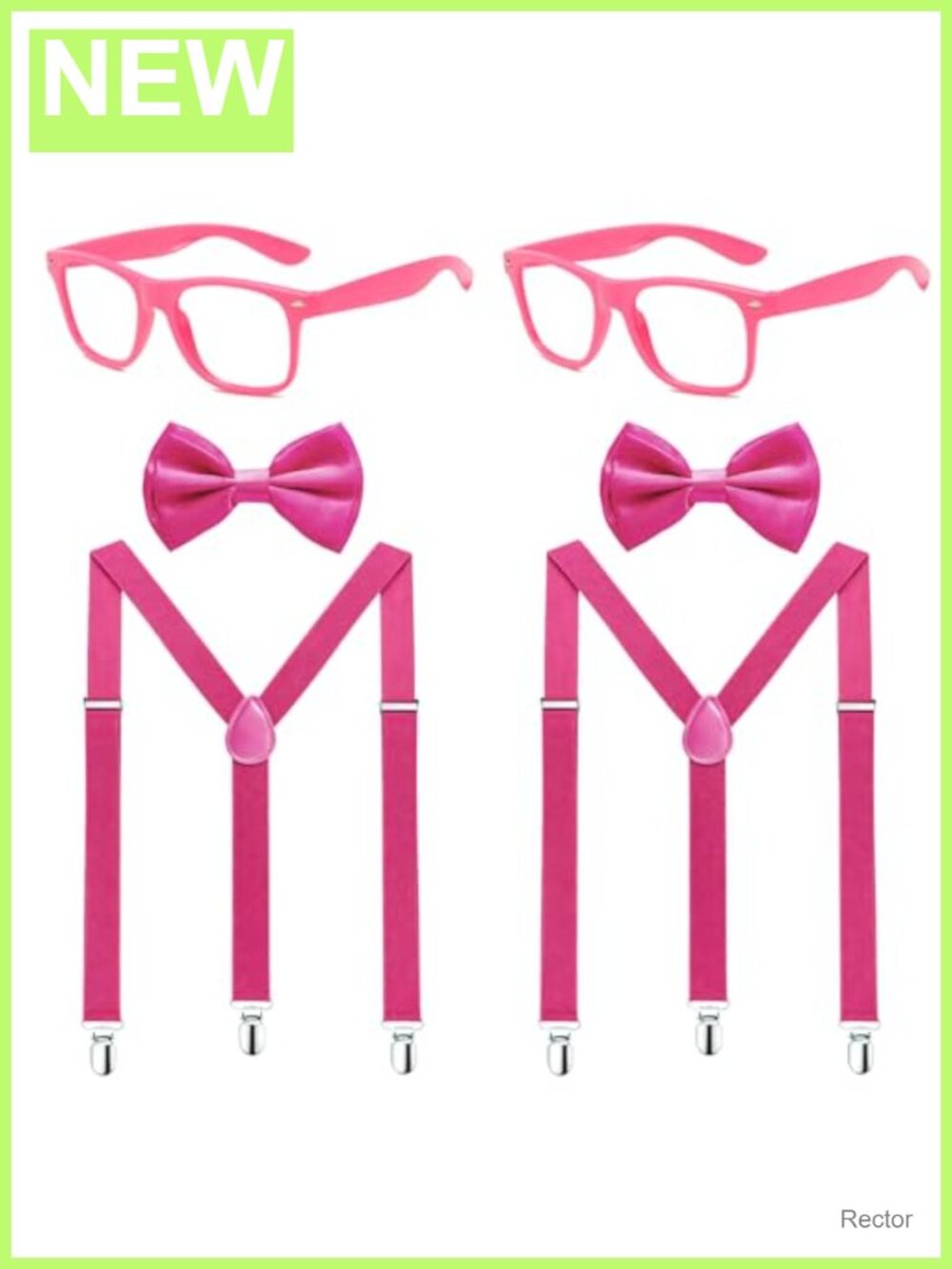 Suspender Bow Tie Glasses Nerd Costume Set